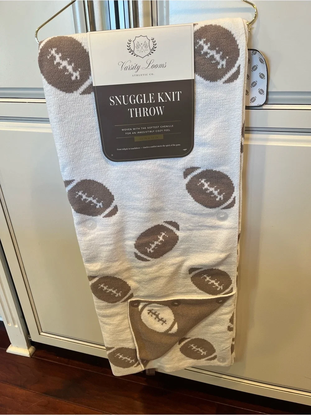 Brown and Cream Reservable Football Throw Blanket